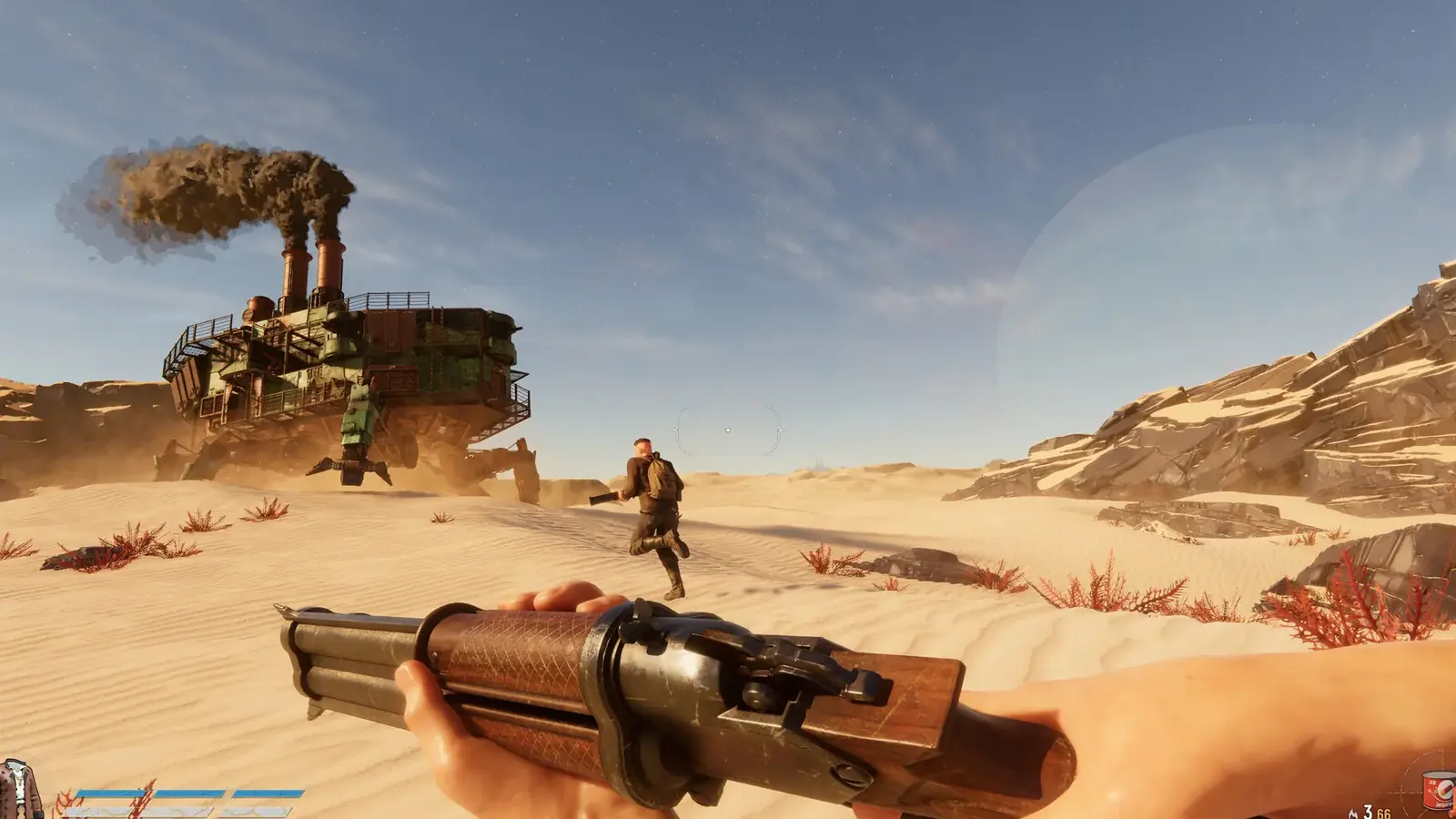 SAND Trampler läuft mit einem Raider durch die Wüste